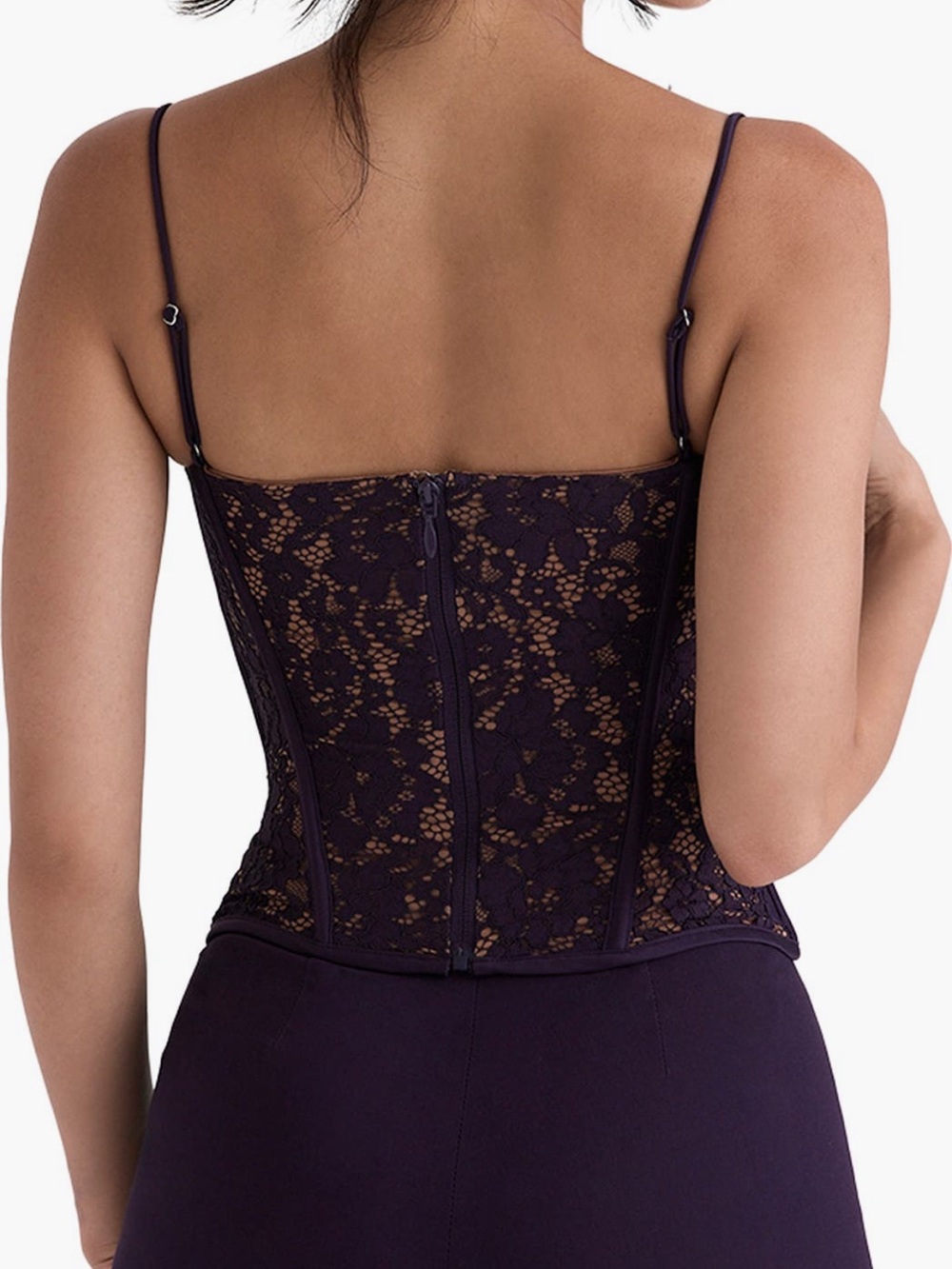 House of CB Dark Purple Lace Underwire Corset Camisole - Picture 2 of 13
